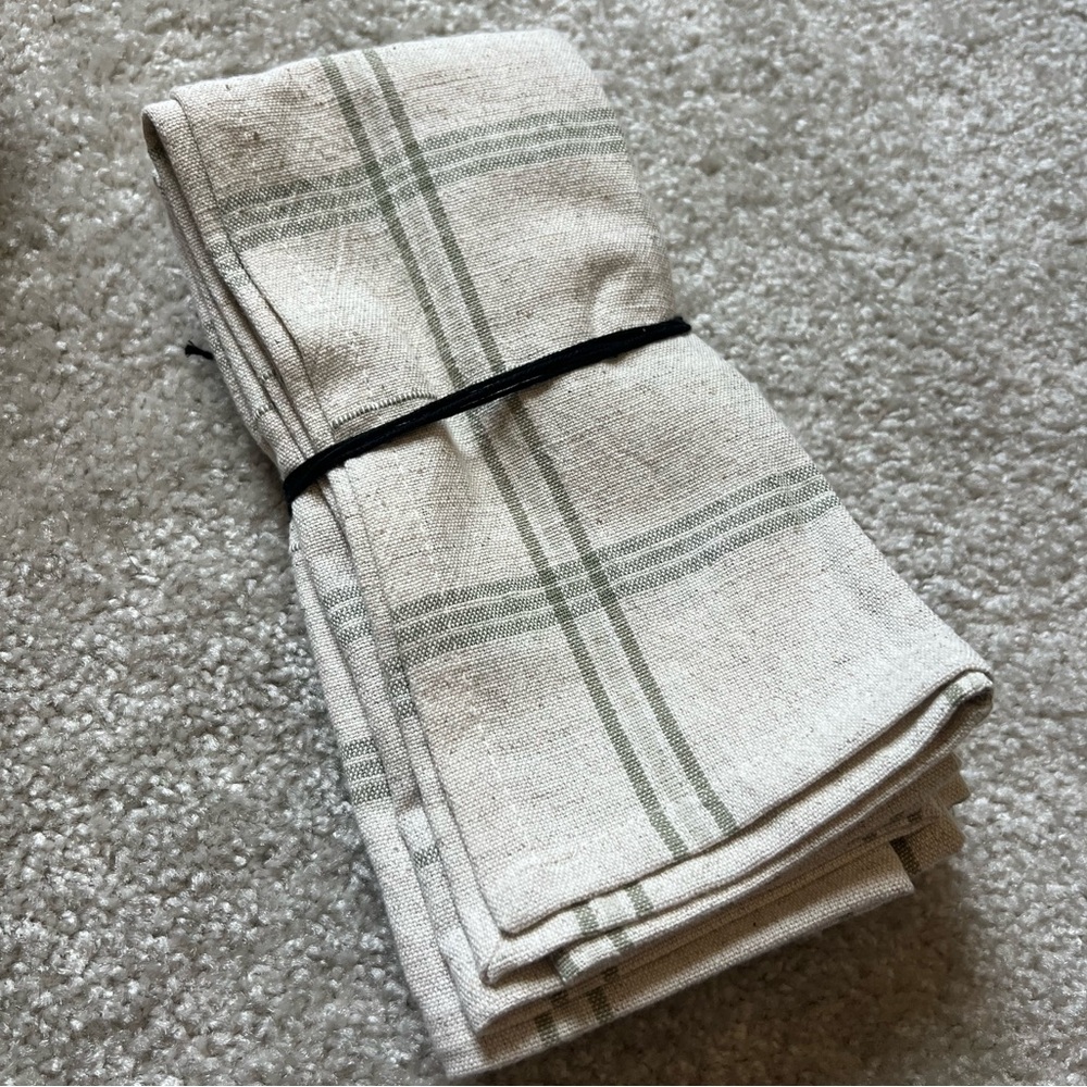 H&H 4pk Green/Natural Napkins